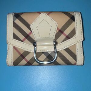 Burberry House Nova Check & white leather stirrup wallet bi fold 4.5x5.5